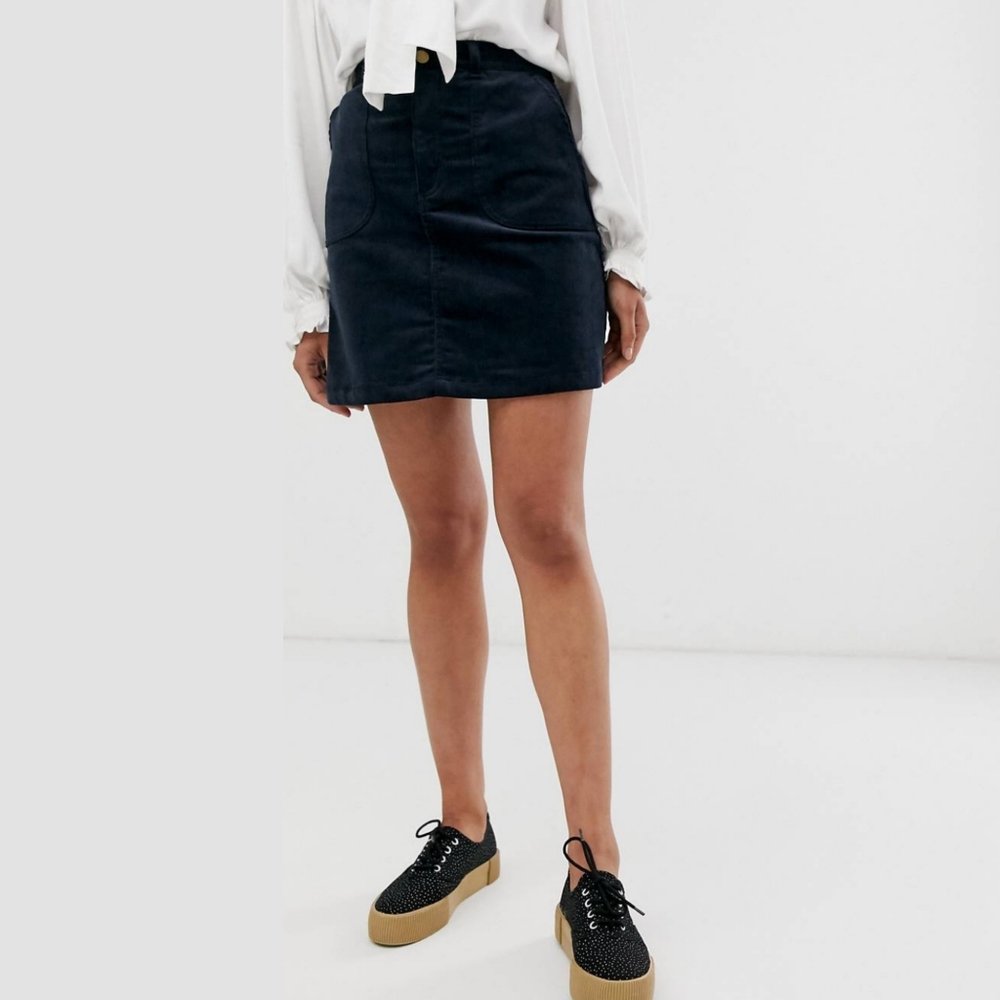 NWOT Monki A-Line Cord Mini Skirt, EU Size 44/US 12 - Picture 4 of 9